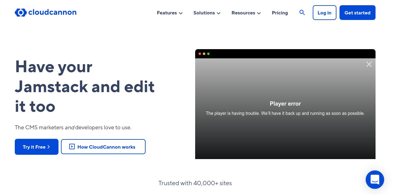 Site screenshot for CloudCannon