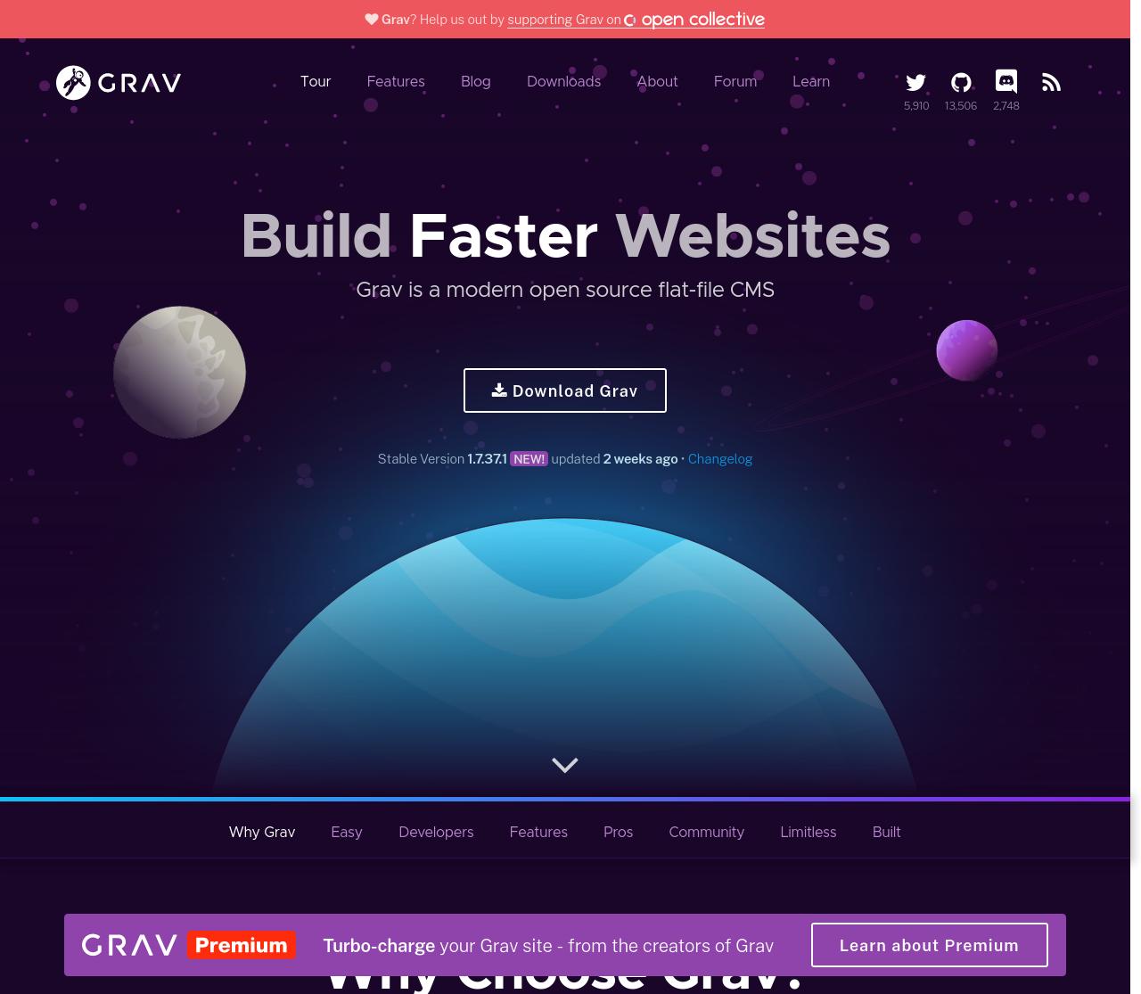 Site screenshot for Grav