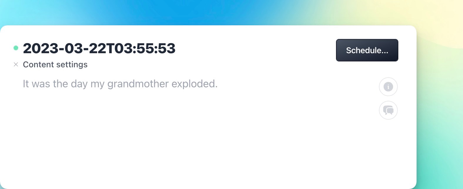 the Schedule action is shown, because the date is in the future