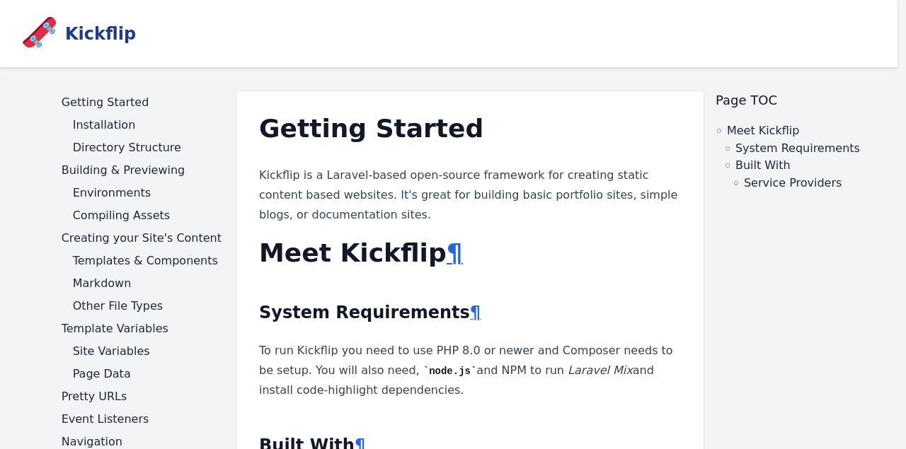 Screenshot of the Kickflip website