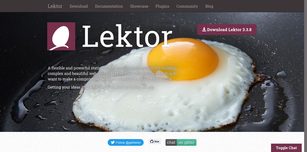 Screenshot of the Lektor website