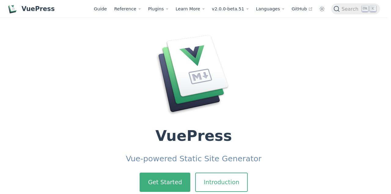 Screenshot of the Vuepress 2 (vuepress next) website